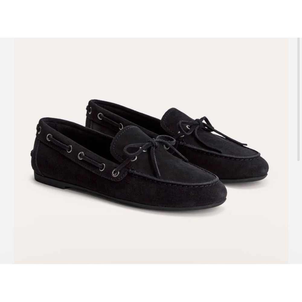 Everlane Womens Suede Driving Loafers Black Boat Shoes Size 8